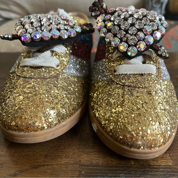 GUCCI Rare ‘Falacer’ Gold Glitter Cupid Heart Sneakers EU38 - Picture 12 of 15